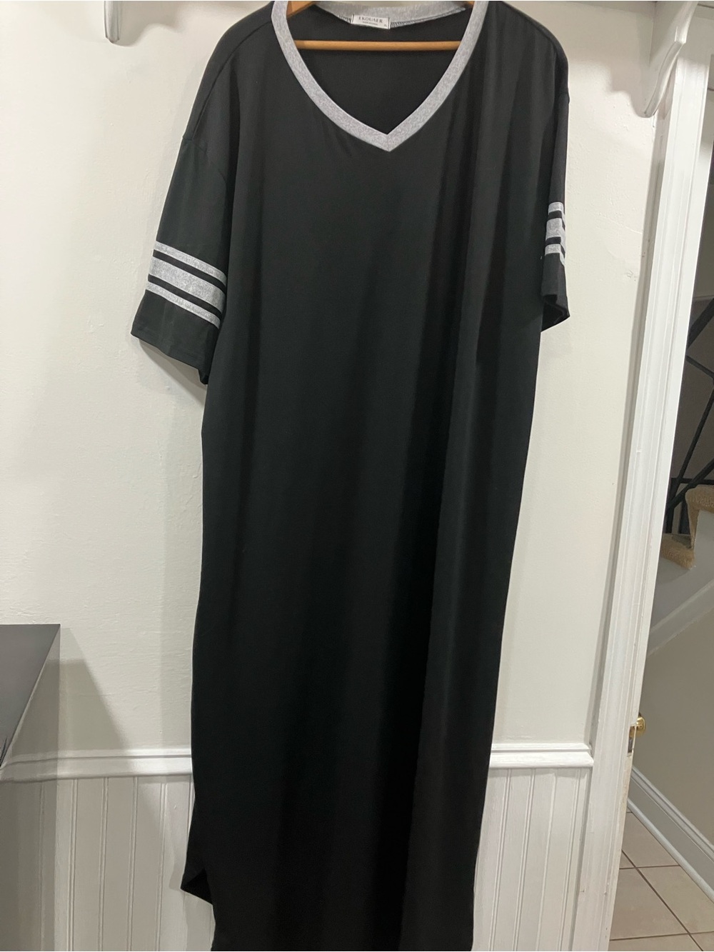 Women’s  Black V-Neck Tank Dress with Silver Trim